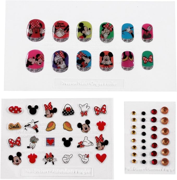 Minnie Mouse Sparkly Press On Nail Gems and Stickers Set