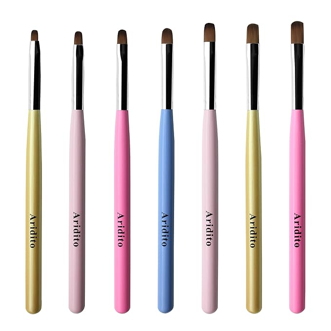 7pcs Macaron Color UV Gel Nail Brush, Acrylic Nail Tips Builder Brush Pen Drawing Brushes Pen Tool Set