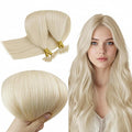 RUNATURE U Tip Hair Extensions Remy Human Hair Keratin U Tip Extensions Platinum Blonde U Tip Hair Extension Human Hair 12 Inch Short Pre Bonded U Tip Hair Extensions Blonde Natural for Women 40g 50s