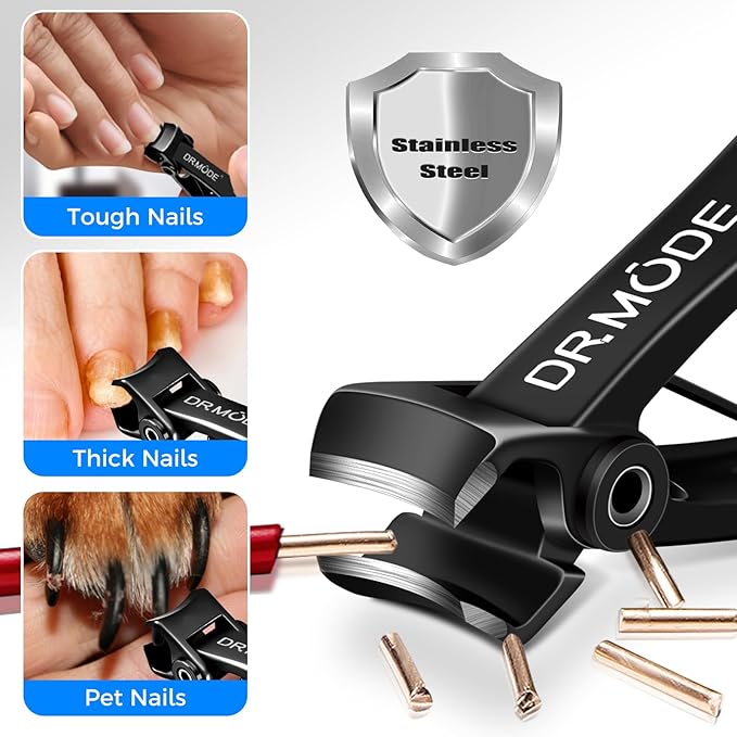 DRMODE Nail Clippers for Men Thick Nails, Heavy Duty Toenail Clippers for Seniors Thick Toenails with 16MM Wide Jaw, Sharp Stainless Steel Large Finger Nail Clippers Adult Cutter Trimmer with File