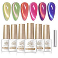 Born Pretty Spring Summer Fruit Cat Magnetic Eye Gel Nail Polish Fruit Peach Pink Blueberry Grape Purple Crystal Glass Magnetic Shimmer Glitter Gel Polish Nail Polish Salon DIY 6Pcs 7ML