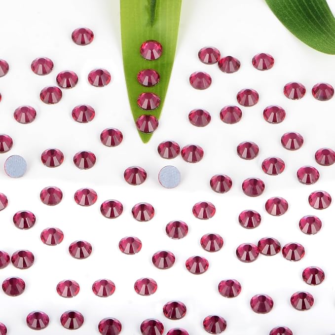 Bymitel Hotfix Crystal Rhinestones Round Gems Iron on DIY Jewelry Making Flat Back for Crafts,Fuchsia, 1.6mm(SS4/2880pcs)