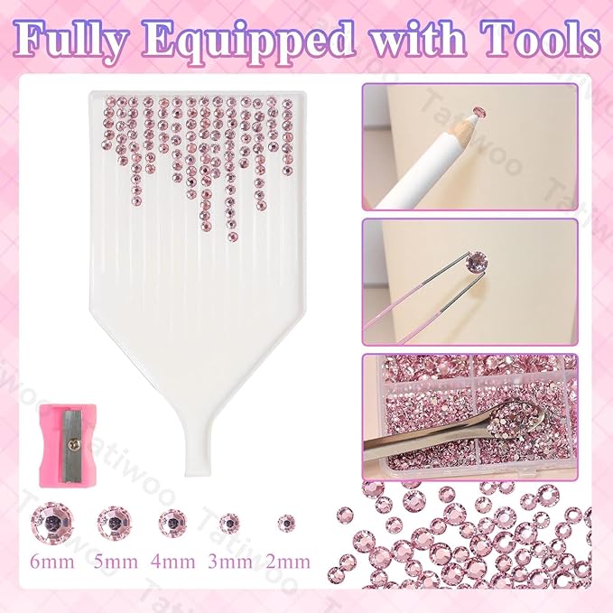 20000Pcs Light Pink Flatback Jelly Resin Rhinestones for Bedazzling, Mix Sizes 2-6mm Crystal Rhinestones Gems, Pink Gems Bedazzling for Crafting for DIY Face Makeup Crafts Tumblers