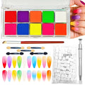 Nail Pigment Powder Set - 10 Colors Nail Ombre Powder for Nail Art, with 100pcs Nail Sponges with Grabbing Pen, Ombre Nail Brush, 5 Sponge Sticks, DIY Manicure Tools