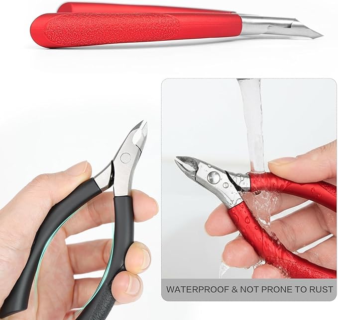 Cuticle Nippers, Nail Clippers & Cuticle Trimmer with Extra Long Thickened Handle, Nail Cutter - Precision Manicure Kit for Women, Toenail Clippers, Scissors and Supplies Tools (Black - 1 PACK)