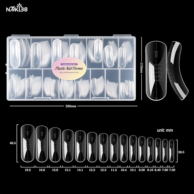 NMKL38 150Pcs Dual Forms Full Cover Nail Tips Upper Arched Extension Mold