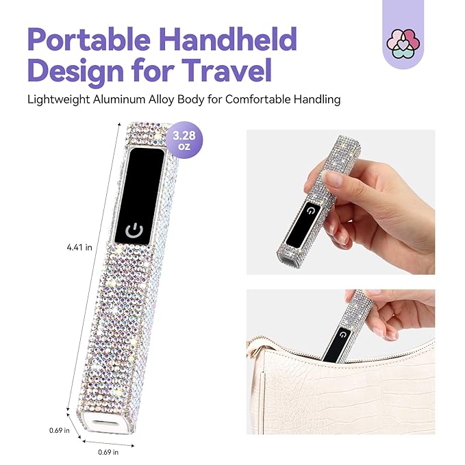 SAVILAND Silver U V Light for Gel Nails: Handheld 12W 8X Speed Flash Cure Lamp with Dual Timer Touch Screen & LCD Display Screen Portable 400 mAh LED Flash Cure Light Gel Polish Nail Art Home