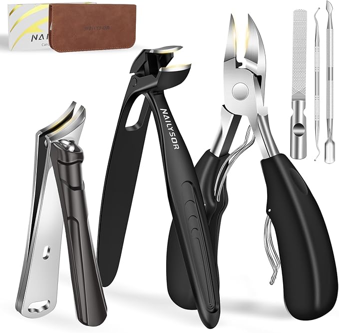 Extended Toenail Clippers for Thick Toenails, Long Handled Nail Clippers for Seniors Angled Head Cutters with Catcher, Ergonomic Wide Jaw Opening,45° Slanted Curved Finger Nail Clippers for Men Women