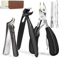 Extended Toenail Clippers for Thick Toenails, Long Handled Nail Clippers for Seniors Angled Head Cutters with Catcher, Ergonomic Wide Jaw Opening,45° Slanted Curved Finger Nail Clippers for Men Women