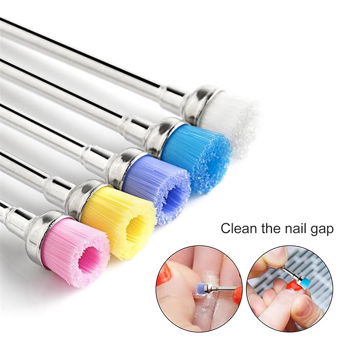 Acycoin2A 5PCS Nail Drill Bit Cleaning Brushes for Nail Electric Drilling Machine Cutter Dust Remover Nail Art Tool