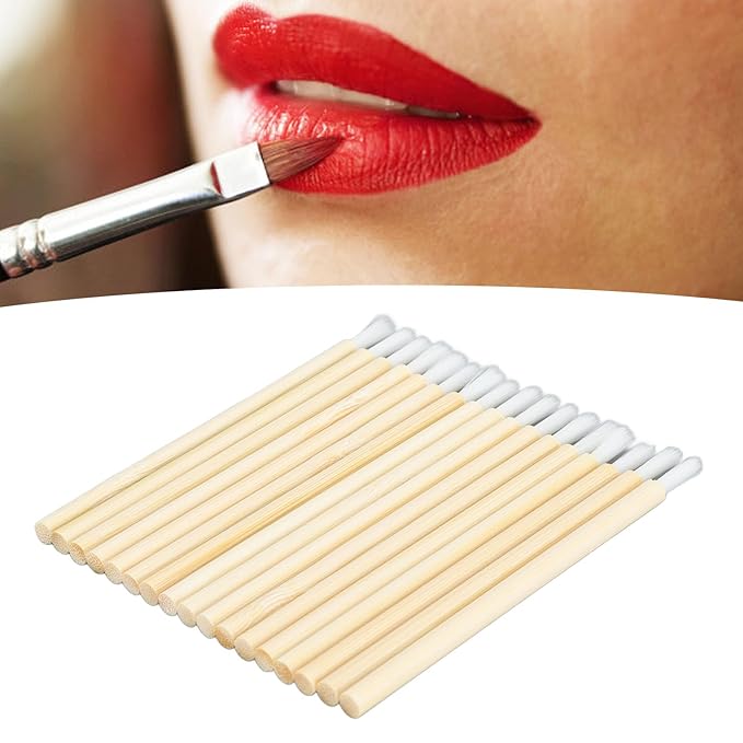 100pcs Disposable Bamboo Handle Lip Brush, Portable Lip Brush Applicator, Makeup Tool Lip Gloss Wand Eyelash Extension Lipstick Applicator for Kitchen Appliance