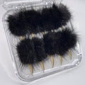 10 Pcs Luxury Press on Nails Medium Curved Stiletto Handmade Cat Claw Reusable Fake Nails Unique Cat Claw False Nails with Black Furry Fur Designs Glossy Glue on Nail Thick Acrylic Nail (S)