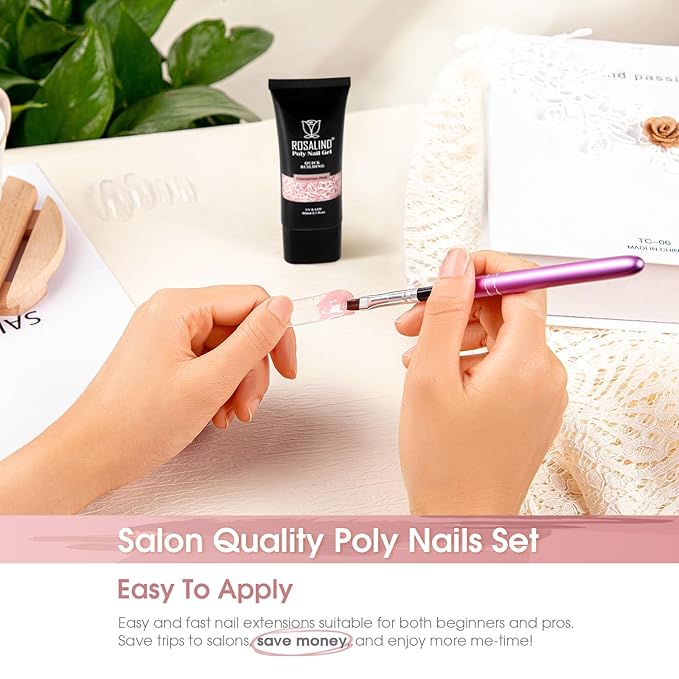 ROSALIND Nude Pink Poly Extension Gel, 80ml/2.7 oz Purple Nude Poly Gel Building Enhancement for Fall Colors Nail Art Decoration, Nail Thickening Extension Easy to DIY Use at Home Need UV Lamp