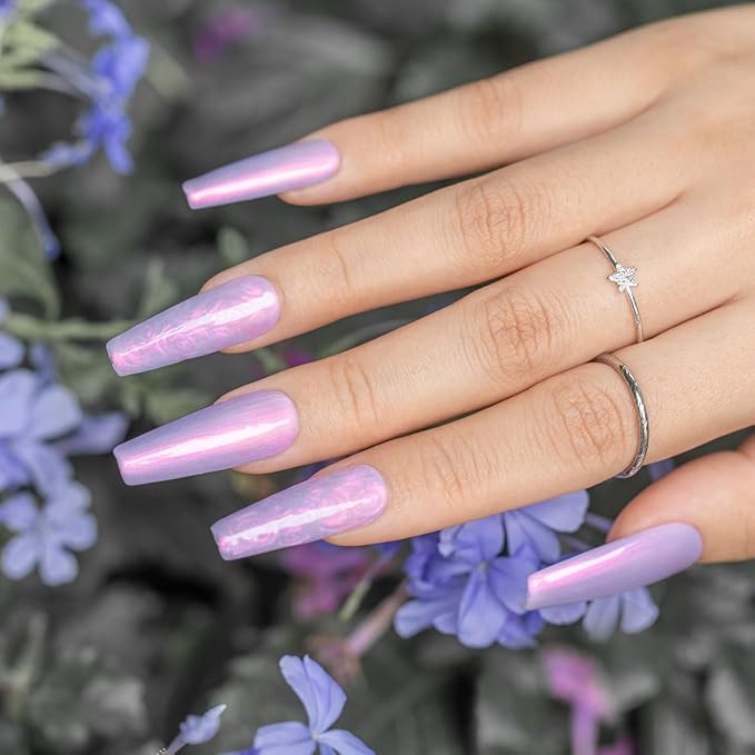 RARJSM Pearl Gel Nail Polish,Purple Pearlescent Gelpolish,Shell Glitter Red Shimmer Iridescent Mermaid Nail Gel Polish Soak Off LED UV Curing Requires Swirl Thread Effect DIY Manicure Use 7.5ML