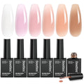 Beetles Jelly Gel Nail Polish Set, 6 Colors Milky White Nude Pink Sheer Brown Gel Polish Kit Nail Concealer Translucent Effect Soak Off Uv French Nail Art Gift for Women Ultimate Monochrome Collection