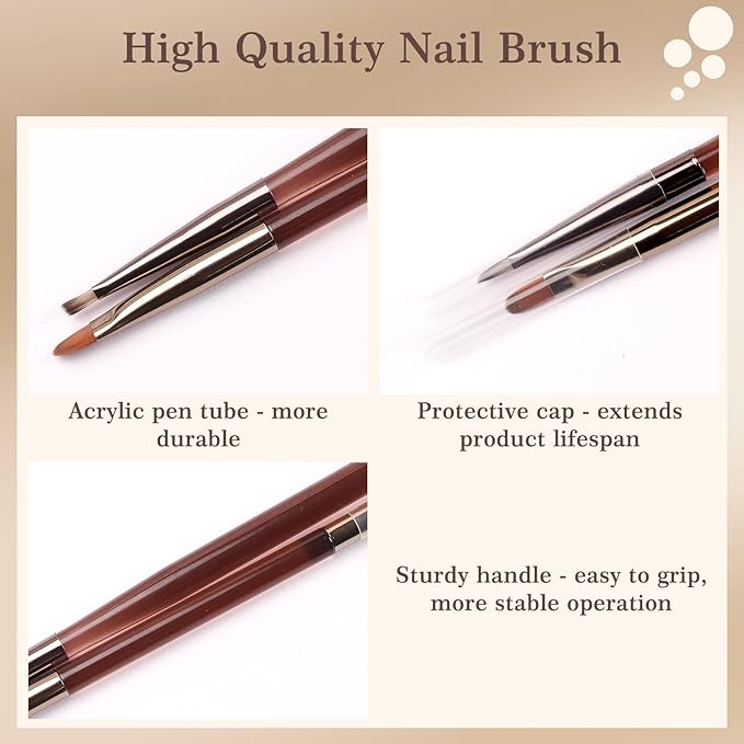 Laza 2pcs Nail Brushes, Nail Drawing brush for Petal and Butterfly Detailing,Double Ended Nails Art Brushes for French Lines and Nail Painting, Nail Art Tool Set for Manicure DIY Nail Design