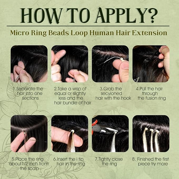 RUNATURE Micro Link Hair Extensions Human Hair Dark Brown Micro Bead Hair Extensions Real Human Hair Brown Microlink Hair Extension Soft Remy Hair Pre Bonded Hair Extension 16 Inch 50g 50s