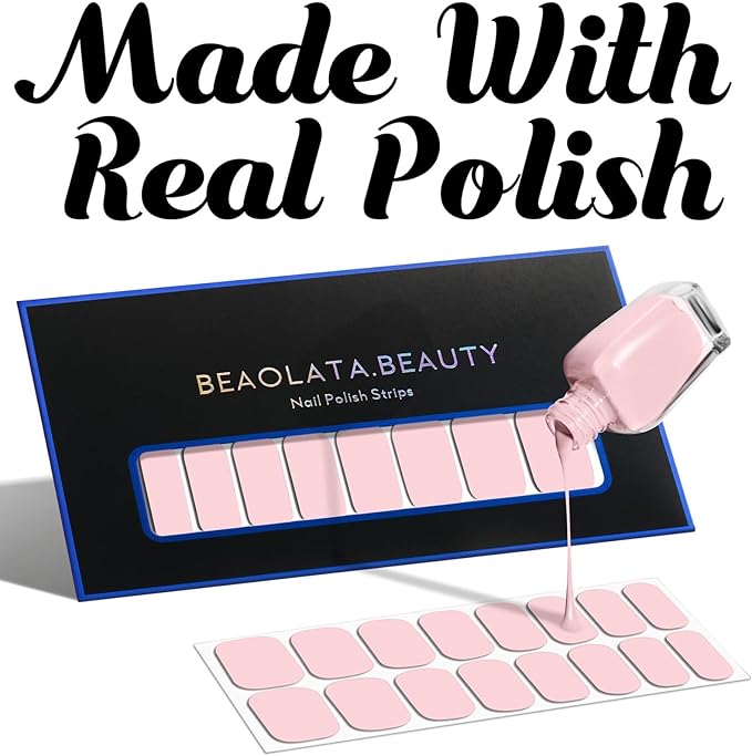 Nail Polish Strips, 32PCS Salon Quality Wraps, Long Lasting Gel Nail Stickers for Women Easy Apply& Remove (Black)