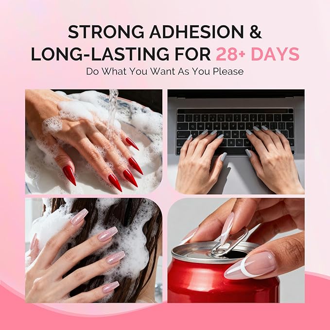 MelodySusie 2Pcs*20g Solid Nail Glue Gel, Super Strong&Long Lasting Soft Gel Apex Nail Tips Glue for Acrylic Fake Nails, 3D Nail Art,Nail Gem,Soak off UV&LED Lamp Needed, Valentine Home DIY&Salon