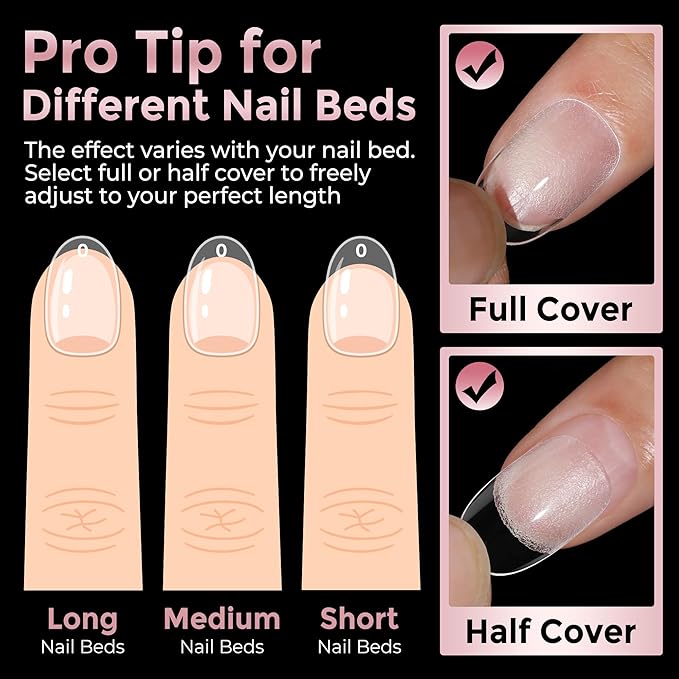 Short Oval Round Nail Tips - 240 Pcs Half Matte Clear Gel Acrylic Nail Tips Full Cover Soft Gel Short Oval Press On Nails Pre-Shaped For Nail Extension Art DIY Salon 12 Sizes