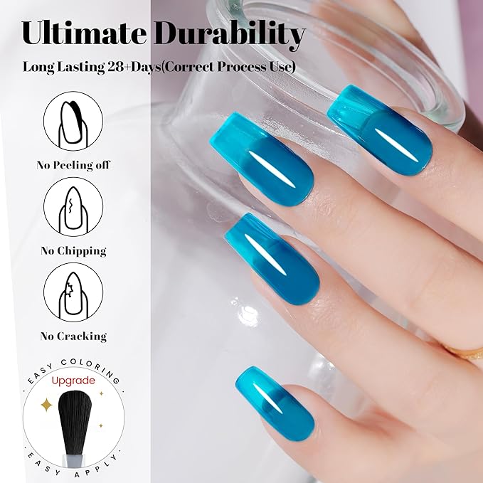 YTD Likomey Jelly Blue Gel Nail Polish,15m Sheer Translucent Fine Pigment UV Nail Gel,Salon Home DIY Nail Art Manicure and Pedicure Fall Winter Color Varnish,CS483