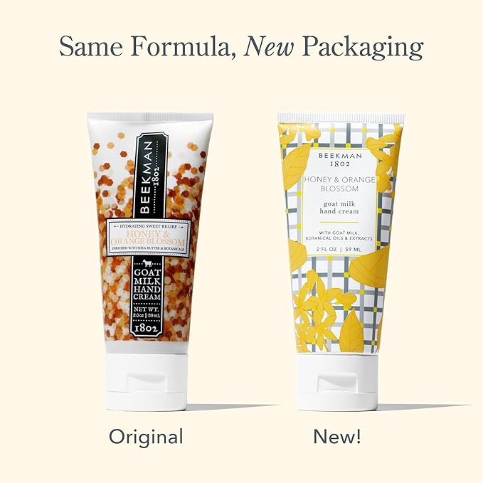 Beekman 1802 Goat Milk Hand Cream – Honey & Orange Blossom – Scented – 2 oz – Moisturizing Hand Lotion for Dry Skin – Non-Greasy – Sensitive Skin Safe – Cruelty Free