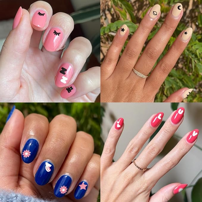 Olive & June Nail Art Stickers | Easy-to-Use Nail Designs | Nail Art Made Easy | Hand-Screened, No-Fade Ink | Accent, Mix & Match, or Cover Chipped Polish | Say it with Bubble Letters