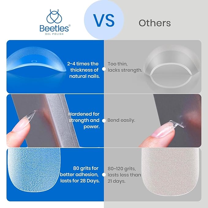 Beetles Gel Nail Tips Easy Medium Square Nail Extension 504Pcs Pre shaped Half Matte Nail Tips Press on Gelly Tips Full Cover False Nails Soak off Acrylic Nails Easy DIY Salon Gifts for Women