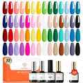 modelones 32 PCS Gel Nail Polish Set, 28 Colors Nude Red Green Blue Gel Polish with No Wipe Base Coat, Glitter & Glossy & Matte Top Coat Soak Off LED Nail Art Kit Salon at Home