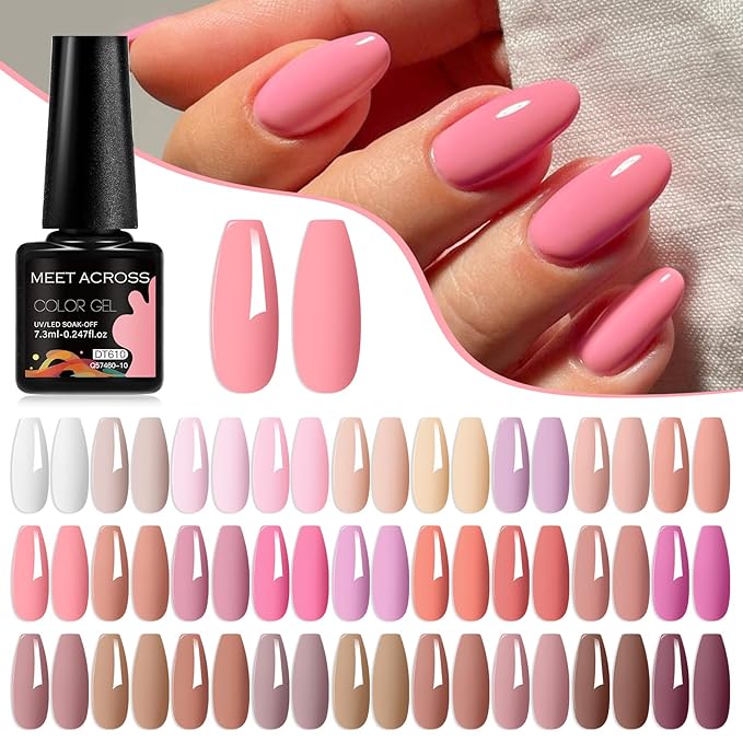 MEET ACROSS 27PCS Gel Nail Polish Set,27 Colors Gel Nail Kit Art Design Soak Off UV LED,Nail Art Design Gifts for Women