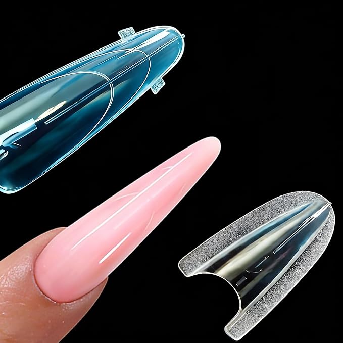 Sandwich Dual Nail Form 16 SIZE 256PCS,METOOLS 2026 DIY New Acrylic Polygel, quick building & Straight Built-in Apex Dual Forms Molds Reusable Polygel Tips for Nail Extension (ALMOND)