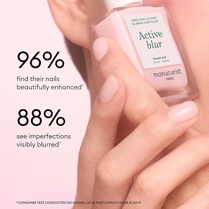 Manucurist Active Blur™ Blurring Treatment Nail Polish – Powder Pink Matte Nails Care with Niacinamide – No Lamp – Vegan & Made in France – Nail Strengthener and Growth for Weak Nails – Plant-Based