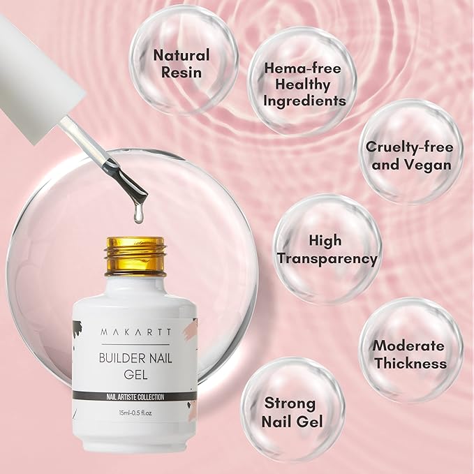 Makartt Builder Nail Gel 15 ml bundle with Makartt Clear Blooming Gel?5ml UV LED Soak Off Nail Art Polish for Spreading Effect Multifunctional Clear Gel Nail Polish Base Coat Nail Strengthener
