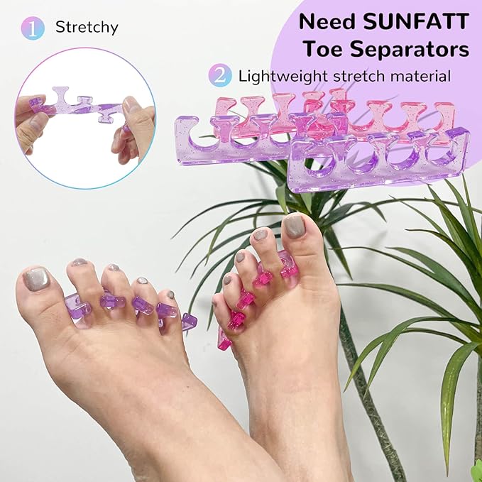 SUNFATT Toe Separators for Women,Toe Spacers for Women,Toe Separators Use for Separation of Toenails or Nails as Well as Polishing of Nail Polish.(Thin)