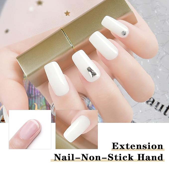 Solid Gel Builder for Nails 50g Large Capacity White Non-Stick Hand Extension 3D Carving Hard UV Gel for Nail Art Salon Home DIY