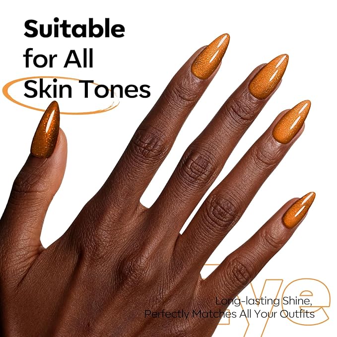 modelones Cat Eye Gel Nail Polish, Glitter Brown Magnetic Nail Polish with Magnet Soak Off U V Winter Gel Polish Shimmer Nail Art Top Coat Manicure Salon DIY