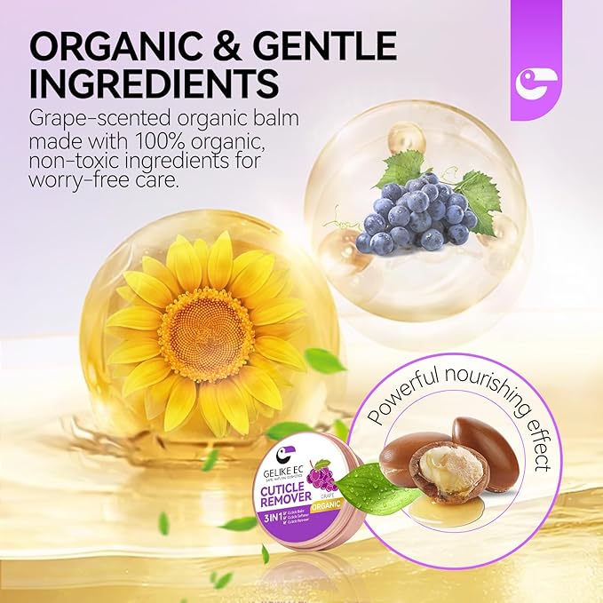 Gelike EC Cuticle Cream Softener for Manicurists: Organic Nail Moisturizer for Dry Damaged Nails - Natural Care Balm - Cuticles Remover & Soothe Hangnails - Salon & Home Use for Young Woman