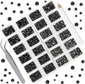 10000 Pieces Rhinestones 6 Sizes Round Crystal Glass Flat Back Rhinestones with 1Tweezers and 1Picking Pen for Nail Art Crafts Clothes Bags DIY (Black)