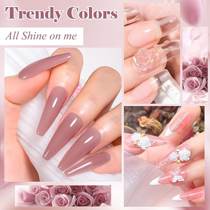 MEET ACROSS Solid Builder Nail Gel 3D Nail Gels Sculpting Gel for Art Non-Sticky Hand Extension Clear White Dirty Pink with Nail Pen Gift for Women