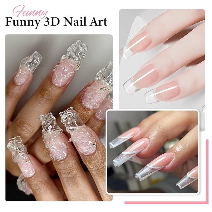 EBANKU Solid Builder Gel for Nails, 60g Clear Sculpting Gel for Valentines Nail Art Non-Sticky Molding Hard Gels with 96Pcs Nail Forms Soak Off U V LED Manicure Salon DIY Gift