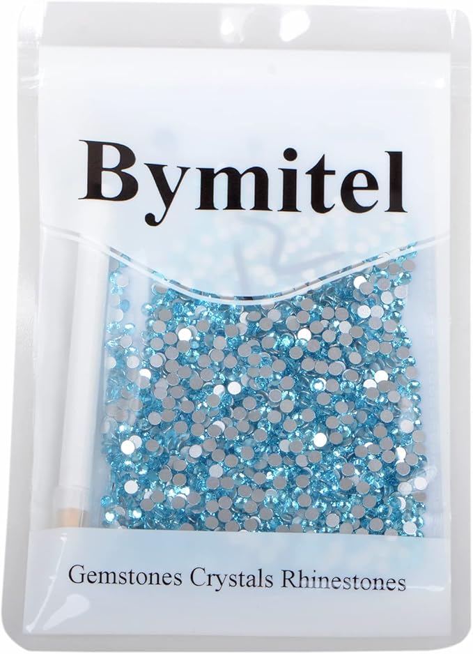1440PCS Art Nail Rhinestones Non Hotfix Glue Fix Round Crystals Glass Flatback for DIY Jewelry Making with one Picking Pen (ss12 1440pcs, Aquamarine)