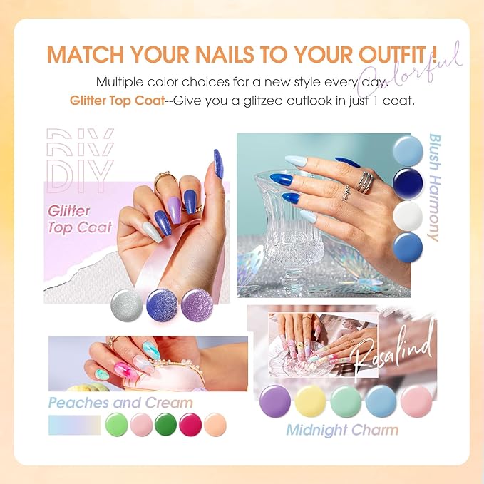 ROSALIND Fall Gel Nail Polish Set - 26 Colors Yellow Orange Burgundy Red Brown Black Green Gel Polish Set with Glossy Matte Glitter Gel Top Base Coat Soak Off Gift for Women