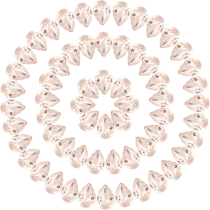 MECCANIXITY Teardrop Rhinestones 7x10mm, 84 Pcs Pointed Back K9 Glass Shiny Drop Shaped Rhinestones Crystal Gems for DIY Jewelry Making Crafts, Champagne AB