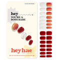 Heyhae Semi Cured Gel Nail Strips | No LED Lamp Needed | Marble, Red | Easy Apply & Remove, Salon Quality | Includes 28 Strips, 1 Prep Pads, Nail File & Wooden Stick - Hey, You're a Boss Babe