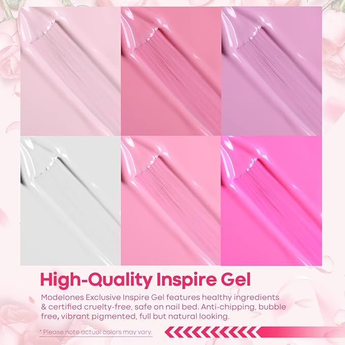 modelones Gel Nail Polish Set, 6 Colors 2026 Easter Light Soft Pink White Nude Pink Gel Polish Soak Off Nail Art Design Manicure Kit Salon DIY Home Gift Women Girlfriend Girl