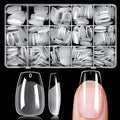 300pc Short Coffin Gel Nail Tips Clear Fake Nail, Clear Press on Nails Short Coffin Soft Gel Nail Tips Ballerina Acrylic Nails Full Cover False Nail Artificial Fingernail for Nail Extensions 15 Sizes