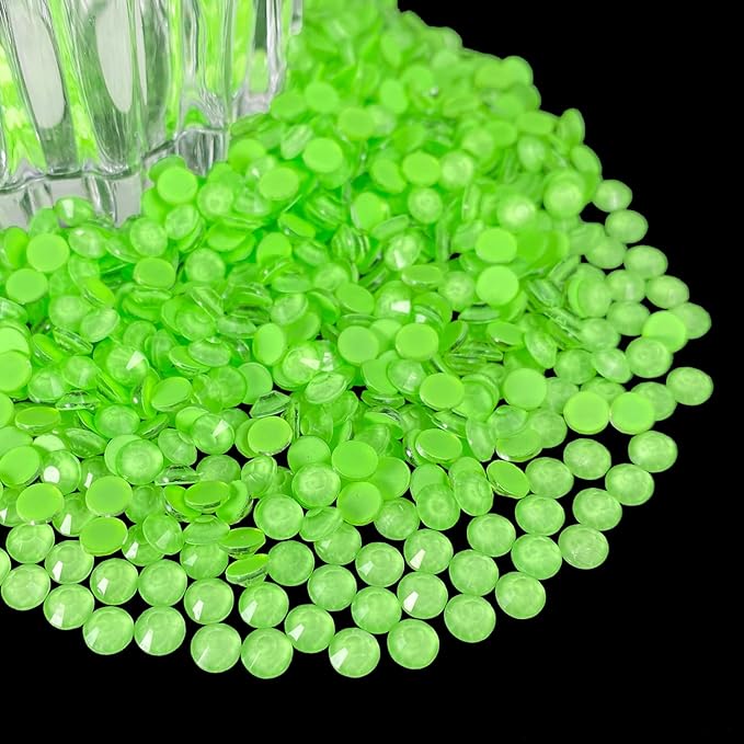 Flatback Glass Rhinestones,Bedazzler Gems 1440pcs Non Hotfix Rhinestones for Nail Charms Crafts Clothes Tumblers,Lime Green Neon,SS20