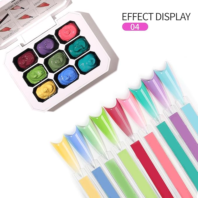 AIJIMEI Sponge Pat Paint Nail Gel 9 Color Set Ombre Gel Polish for Floral Designs and Artistic Painting Pat Gel Polish for Professional Nail Art and Creative DIY Projects (A4)