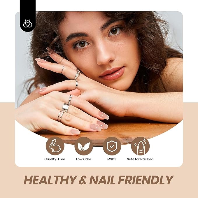 Beetles Nude Gel Nail Polish Set - 6 Colors Neutral Nude Jelly Gel Nail Polish Kit Sheer Transparent Effect Soak Off UV DIY Dusky Mocha French Nail Art Manicure Gifts for Women