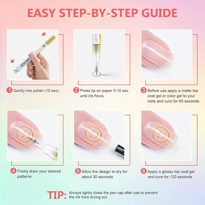 12 Colors Nail Art Pens Set, 3D Nail Polish Pens Quick-Drying Acrylic Paint Markers,For Nail Art Drawing Painting Nail Point Dotting Liner Pen, Nail Design Kit Manicure Tools Home & Salon DIY